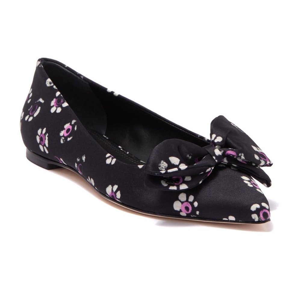 💙HP💙 Tory Burch Rosalind Black Floral Ballet Flats Sz 8